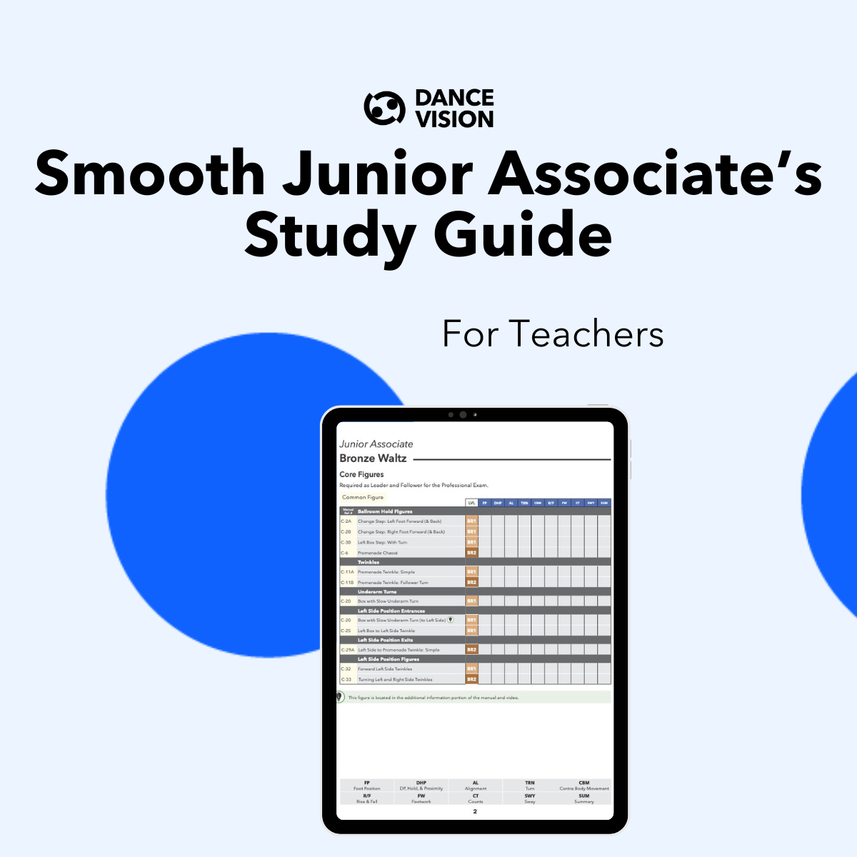 A free study guide for teachers to prepare for the Dance Vision American Smooth Junior Associate’s Certification.